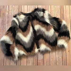 Black and Brown Faux Fur Jacket
